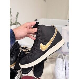 vtg 2002 Nike Vandal High Black Satin Metallic Gold Men's Size 12